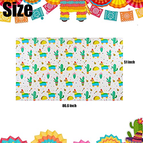 2 Pcs Cactus Llama Taco Table Cover Mexican Fiesta Theme Plastic Tablecloth Birthday Baby Shower Taco Night Party Decor Supplies