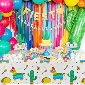2 Pcs Cactus Llama Taco Table Cover Mexican Fiesta Theme Plastic Tablecloth Birthday Baby Shower Taco Night Party Decor Supplies