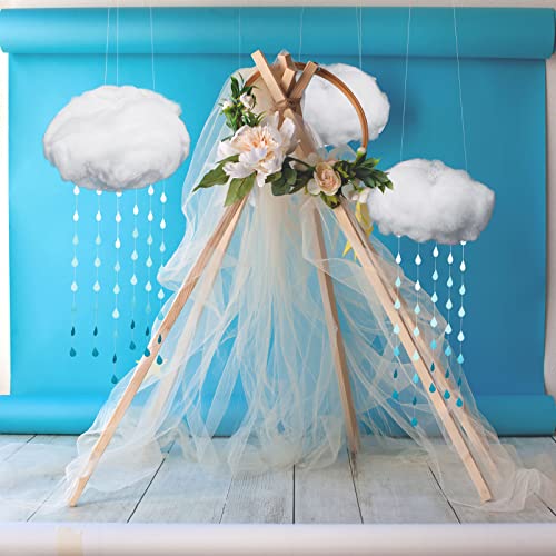 15 Pcs Artificial Cloud Props Raindrop Garland Set 3D Cloud Hanging Decorations 12 Paper Hanging Rain Drops Decor Pieces for Baby Shower Party and Centerpieces Stage Decoration