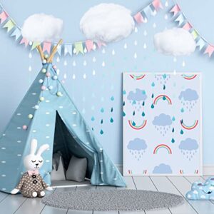 15 Pcs Artificial Cloud Props Raindrop Garland Set 3D Cloud Hanging Decorations 12 Paper Hanging Rain Drops Decor Pieces for Baby Shower Party and Centerpieces Stage Decoration