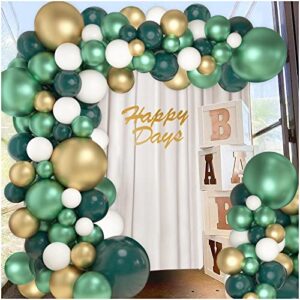 18inch jungle safari wild one metal green gold balloons balloon garland arch kit, green gold metal white balloons, jungle safari wild one birthday baby shower wedding party decorations for boy