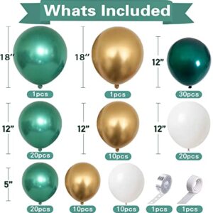 18Inch Jungle Safari Wild One Metal Green Gold Balloons Balloon Garland Arch Kit, Green Gold Metal White Balloons, Jungle Safari Wild One Birthday Baby Shower Wedding Party Decorations for Boy