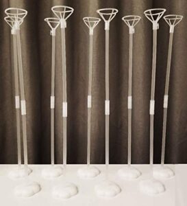 clear transparent balloon sticks and stands 10pc set, holders, reusable balloon sticks for table top use with led bobo balloon, for wedding decor, party decoration (10 pack, transparent)