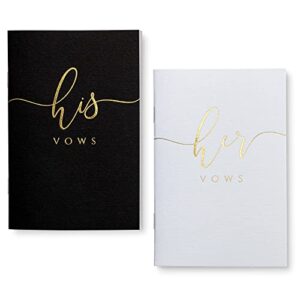 united esell wedding vow books his and hers – real gold foil bride and wedding notebook with 28 pages – 5,9″ x 3.9″ – vow renewal – bridal shower gifts – time capsule love letter (black)