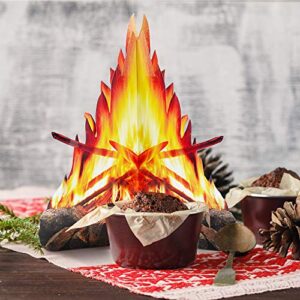 3 Sets 12 Inch Tall Artificial Fire Fake Flame Paper 3D Decorative Cardboard Campfire Centerpiece Flame Torch for Campfire Party Decorations