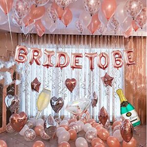 HXJDCL Bachelorette Party Decorations ,Rose Gold Bridal Shower Party Decoration Kit-Bride to be Balloons,Sash,Ring,Champagne Bottle Goblet Balloons,Veil, Foil Curtains,Tattoos,Cake Topper- Bridal Shower Favors Supplies Kit Decor