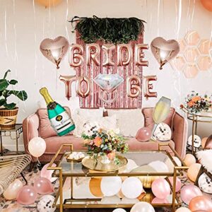 HXJDCL Bachelorette Party Decorations ,Rose Gold Bridal Shower Party Decoration Kit-Bride to be Balloons,Sash,Ring,Champagne Bottle Goblet Balloons,Veil, Foil Curtains,Tattoos,Cake Topper- Bridal Shower Favors Supplies Kit Decor