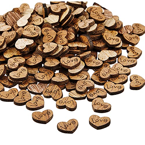 Wooden Love Heart Valentine's Day Wooden Hearts Valentine Rustic Wooden Love Heart Centerpieces Wedding Table Decor Heart Decor for DIY Craft Patch Autumn Thanksgiving Wedding Table Scatter (700 Pcs)