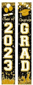 class of 2023 graduation party decorations black and gold congrats grad porch sign banner for high school and college graduation party decoration(gold)