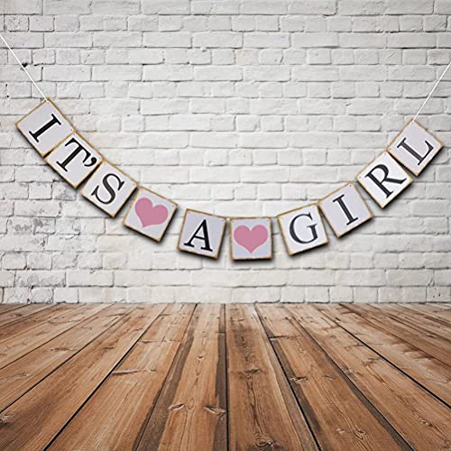 IT is A Girl Banner Sign Bunting Christening Baby Shower Garland Decoration Birthday Party Favors