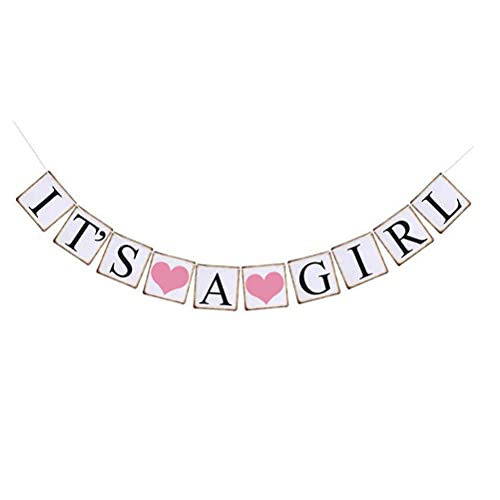 IT is A Girl Banner Sign Bunting Christening Baby Shower Garland Decoration Birthday Party Favors