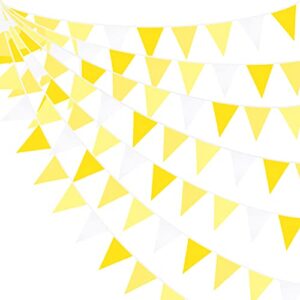 32ft yellow white pennant banner fabric triangle flag bunting garland for bee sunflower wedding birthday baby shower anniversary lemon theme party home outdoor garden hanging festivals decorations