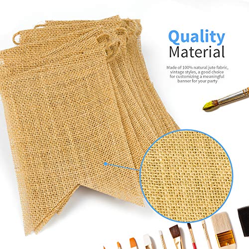 Purture 20Pcs Burlap Banner, 14.5 Ft Swallowtail Flag, DIY Hand Painted Decoration for Holidays, Camping, Wedding and Party, New Year Decorations, Merry Christmas Banner, Indoor Christmas Decoration