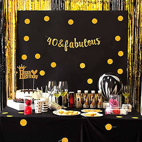 40 & Fabulous Gold Glitter Banner - Happy 40th Birthday Party Banner - 40th Wedding Anniversary Decorations - Milestone Birthday Party Decorations