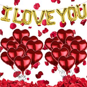 littleloverly valentines day red heart balloons i love you foil balloons banner party decorations – happy valentine’s day balloon wedding anniversary party decorations