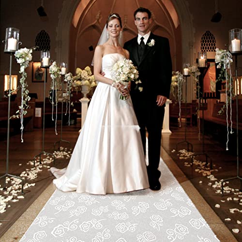 FrenzyBird Aisle Runner for Wedding Ceremony 100 x 3 Feet White Aisle Runner for Outdoor Wedding Church Decorations (Rose)