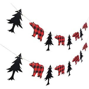 lumberjack theme banner garland party supplies for kid birthday & baby shower party decoration
