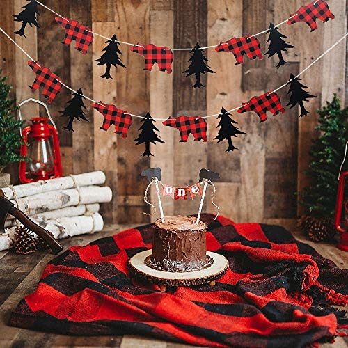 Lumberjack Theme Banner Garland Party Supplies for Kid Birthday & Baby Shower Party Decoration