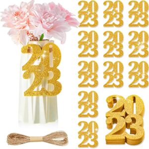 40 Pcs Glitter 2023 Cutouts Tags Decorations 2023 Graduation Cutouts 2023 Graduation Centerpiece Class of 2023 Party Decorations for Table Decor Graduation Congrats Grad Party Supplies (Gold)