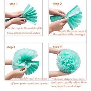 Lucky Green Tissue Paper Pom Poms, St. Patrick's Day Party Decoration Kit 21pcs of 8,10,12 inch Paper Pom Poms for Birthday Graduation Baby Shower, Spring School DIY Parties