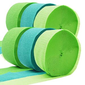 summer green crepe paper streamer rolls hanging party decoration total 490-feet, 6 rolls, christmas party streamer for diy art project supplies,green, lime green, by bllalalab