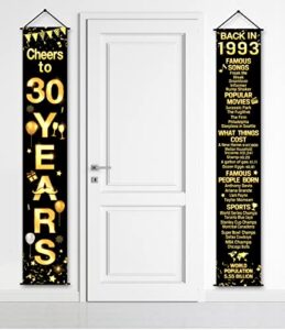 2 pieces 30th birthday party decorations cheers to years banner party decorations welcome porch sign for years birthday supplies (30th-1993)