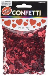 amscan red metallic hearts confetti, 2.5 oz, 1 pack
