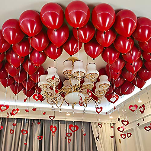 Red Latex Party Balloons, 50 pcs 12 Inch Dark Red Balloons for Wedding, Birthday Party, Valetine's Day, New Year, Christmas Party Decorations