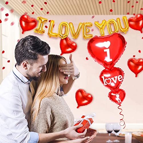 Huge Valentine Balloons Party Supplies Decorations Set for Anniversary- I Love You Balloons with Red Heart Balloons | Valentines Day Decoration, Romantic Decorations Special Night | Valentines Day Decor