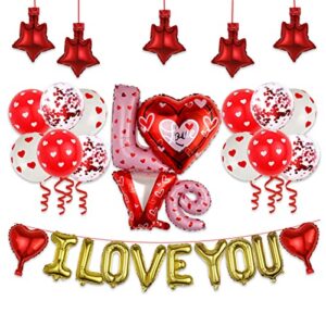 huge valentine balloons party supplies decorations set for anniversary- i love you balloons with red heart balloons | valentines day decoration, romantic decorations special night | valentines day decor