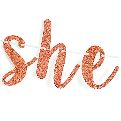 Rose Gold Glitter She is A Wildflower Banner, Welcome Baby Girl/Sweet Baby Girl, Gender Reveal/Baby Shower/Baby Girl 's 1st Birthday Party Decorations