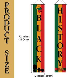 Happy Black History Month Porch Banner African American Decoration Front Door Sign Wall Hanging Party Fireplace Black Red Yellow Decorations and Supplies for Home Office