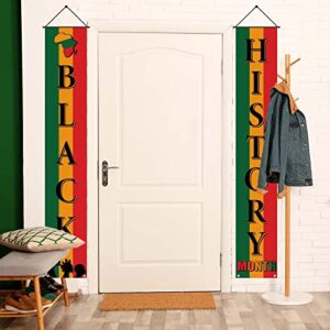 Happy Black History Month Porch Banner African American Decoration Front Door Sign Wall Hanging Party Fireplace Black Red Yellow Decorations and Supplies for Home Office