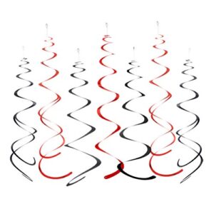 mowo black and red foil swirl hanging decoration for birthday graduation wedding new year halloween party supplies,pack of 20