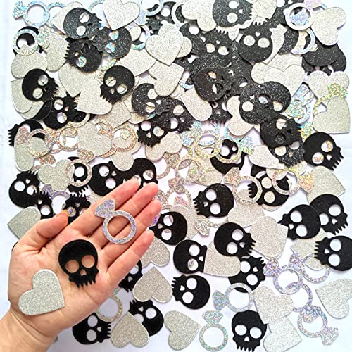 Skull Ring & Heart Confetti for Gothic Bachelorette Party Gothic Wedding Decorations