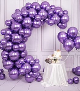 suwen purple metallic balloons kit 67pcs 10 inch 5 inch different sizes latex helium shiny chrome dark purple balloons for birthday graduation anniversary party decorations