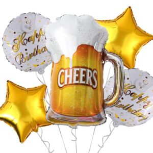 OMG Party Factory - Cheers and Beers Mug Birthday Party Decoration Balloons | Mylar Foil Helium Ballons for Happy Bday Celebration of Any Age or Year (CHEERS BEER MUG)