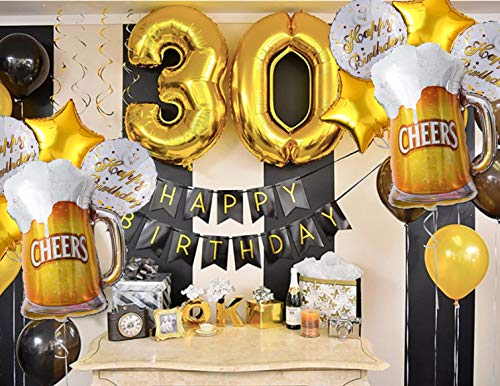 OMG Party Factory - Cheers and Beers Mug Birthday Party Decoration Balloons | Mylar Foil Helium Ballons for Happy Bday Celebration of Any Age or Year (CHEERS BEER MUG)