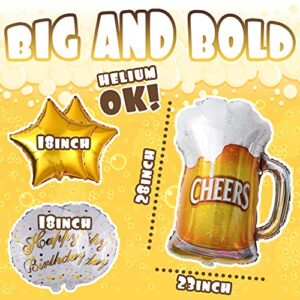 OMG Party Factory - Cheers and Beers Mug Birthday Party Decoration Balloons | Mylar Foil Helium Ballons for Happy Bday Celebration of Any Age or Year (CHEERS BEER MUG)