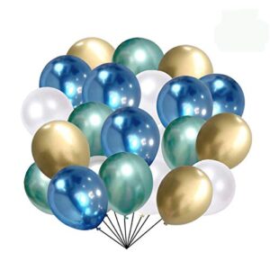 blue and gold metallic chrome latex balloons, 50pcs 12 inch green metallic balloons white latex party balloons for bridal shower wedding birthday graduation valentine’s day party decoration