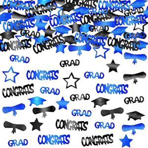 blue and black congrats grad confetti – pack of 1300 | graduation confetti 2023 for blue and black graduation party decorations 2023 | class of 2023 confetti for graduation table decorations 2023