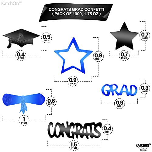 Blue and Black Congrats Grad Confetti - Pack of 1300 | Graduation Confetti 2023 for Blue and Black Graduation Party Decorations 2023 | Class of 2023 Confetti for Graduation Table Decorations 2023