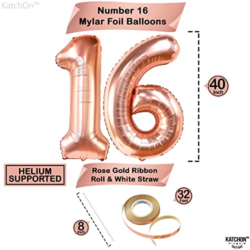 Giant, Rose Gold 16 Balloon Numbers - 40 Inch | Number 16 Balloons for Sweet 16 Birthday Decorations for Girls | Rose Gold 16th Birthday Decorations for Girls | Sweet 16 Balloons, Sweet 16 Decorations