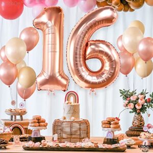 Giant, Rose Gold 16 Balloon Numbers - 40 Inch | Number 16 Balloons for Sweet 16 Birthday Decorations for Girls | Rose Gold 16th Birthday Decorations for Girls | Sweet 16 Balloons, Sweet 16 Decorations