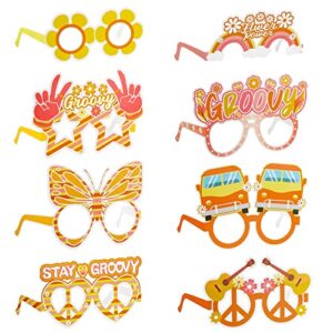 spiareal 24 pcs groovy retro hippie boho paper glasses groovy party decorations groovy hippie glasses funky sunglasses hippie party paper eyeglasses for birthday baby shower retro party decorations