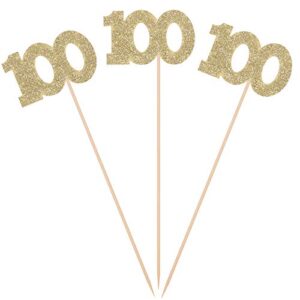 pack of 10 gold glitter 100th days centerpiece sticks number 100 table topper pary decorations