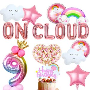 laventy on cloud 9 rose gold balloons banner on cloud nine birthday party decorations for 9 year old girl 9th birthday party invite decorations