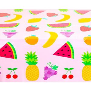 Tablecloth for Two-tti Frutti 2nd Birthday Party Decorations (Pink, 54 x 108 in, 3 Pack)