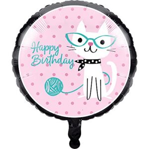 creative converting purr-fect party 10-count happy birthday metallic round balloons