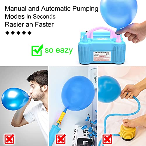 Balloon Pump,134 PCS Electric Balloon Pump 110V 600W Portable Dual Nozzles- Ballon Arch Garland Kit with Tape Strip, Tying Tool, Dot Glue, Flower Clip for Party Decoration